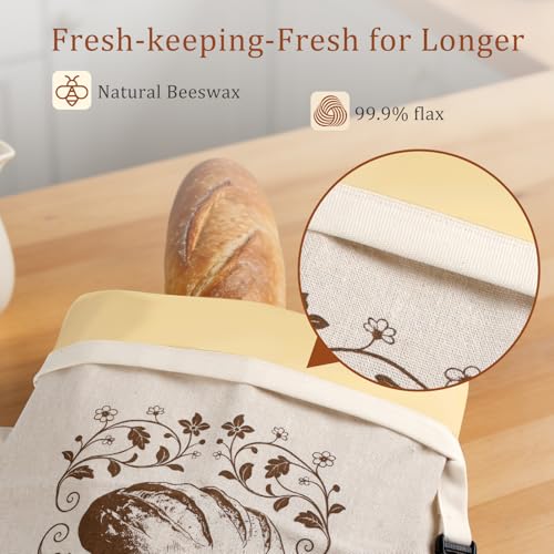 Odujzem Beeswax Bread Bags - 2 Pack XL Reusable for Sourdough