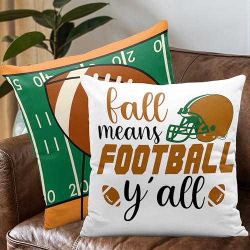 Football Throw Pillow Covers 18x18 Set of 4, Autumn Fall Decorative Cases