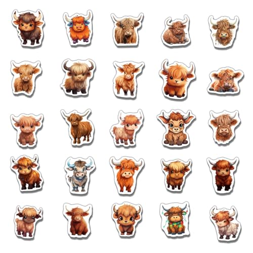50 Pcs Cute Cow Vinyl Stickers for Water Bottles & Laptops
