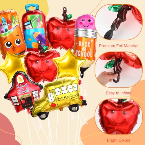 Back to School Decorations Balloons Set - 9 PCS School Theme Foil Balloons - Back to School-A