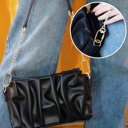 2 Pack Gold Carabiner Key Rings ? Brass Clip with Screw Lock, Key Organizer with 4 Rings, Jewelry Charm Holder for Handbags, Keys & Accessories for Men and Women