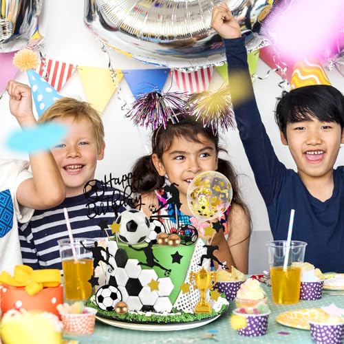 Hooqict 28Pcs Soccer Cake Decorations Set for Birthday Parties