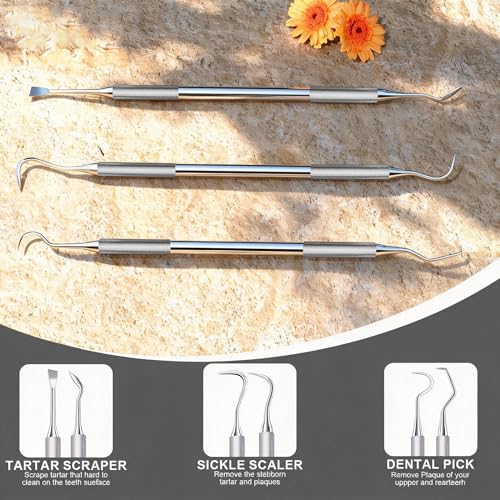 Azosowo Stainless Steel Dental Pick & Tartar Remover Tool Kit for Teeth