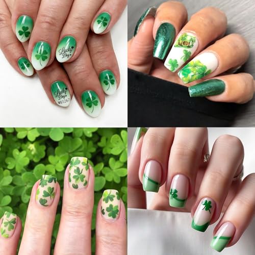 St. Patrick's Day Nail Stickers - 8 Sheets Lucky Shamrock Decals