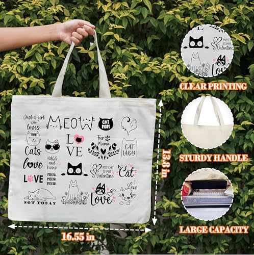 Funny Cat Canvas Tote Bag for Women - Perfect Gift for Cat Lovers