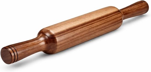 Hardwood Rolling Pin 12 Inch - Easy Grip Wooden Dough Roller for Roti, Chapati, Pastry & Pizza