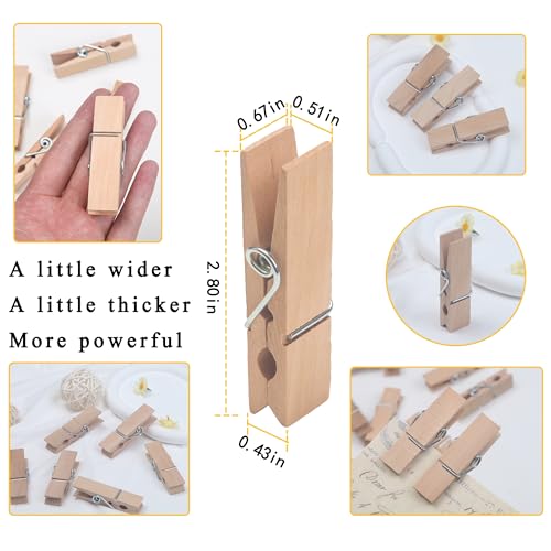 24-Piece Large Wooden Clothespins - 2.85-Inch Heavy Duty Clips for Crafts
