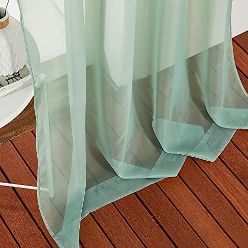 NICETOWN Sage Green Sheer Curtains, 54x45 Inch Grommet Voile Panels (Set of 2)