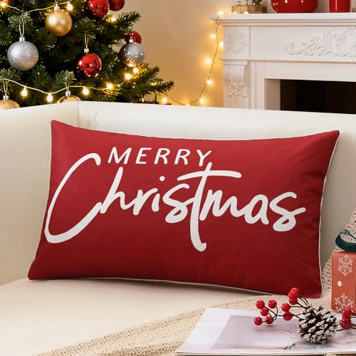 Merry Christmas Decorative Throw Pillow Cover 12x20 Inch