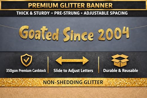 Gold Glitter Banner - Pre-Strung 22nd Birthday & Anniversary Decoration