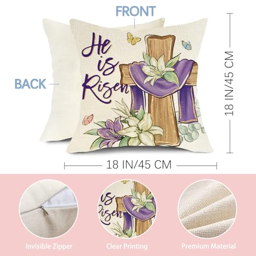Easter Christian Decorative Throw Pillow Cover 16x16 Inches - Home Decor Accent