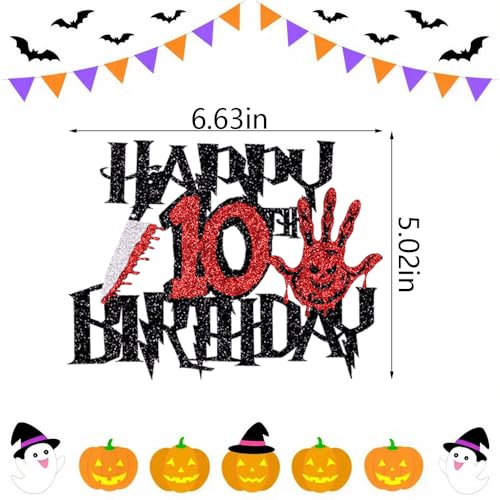 Gonasng Killer Happy 10th Birthday Cake Topper, Horror Theme Decor