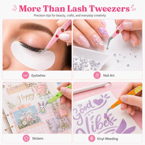Arvakr Precision Slant Tip Eyelash Tweezers for Extensions and Nail Art