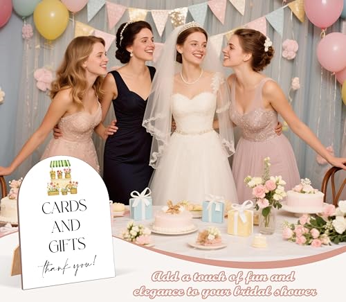 Cards and Gifts Bridal Shower Sign - 6x8 Inch Wooden Table Decor