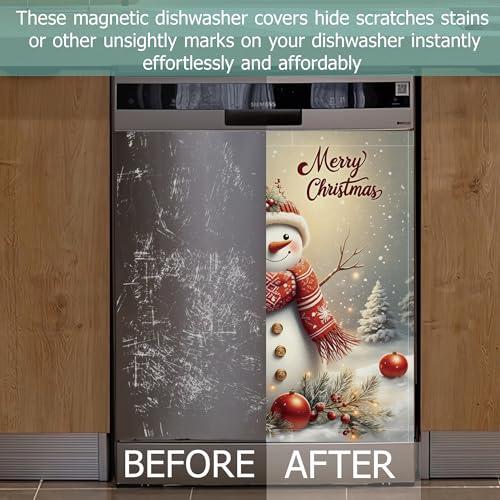 Cute Snowman Refrigerator Magnet Cover - Christmas Kitchen Decor 23x26 Inch