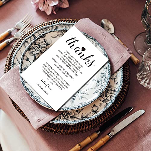 Wedding Reception Thank You Cards - 50 Place Setting Sign Cards, 4x6