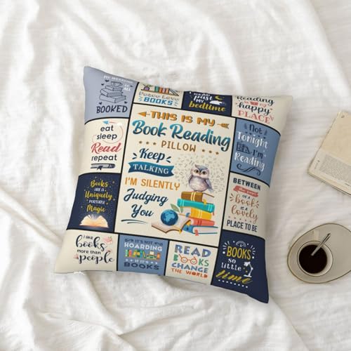 Book Lovers Pillow Cover 18x18 Inches - Perfect Gift for Readers