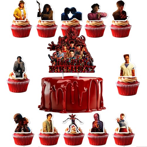 Stranger Things Movie Theme Cake Decoration Set - Red-1