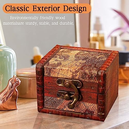 Small Wooden Jewelry Box, Antique Style Wood Storage Chest for Trinkets