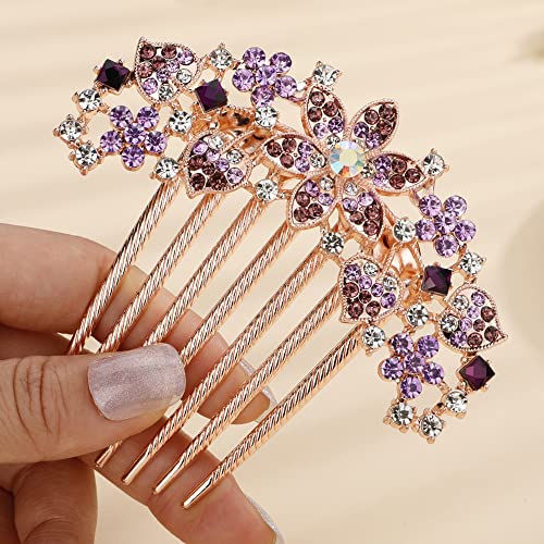 Missgrace Crystal Floral Wedding Hair Comb Rhinestone Bridal Side Comb