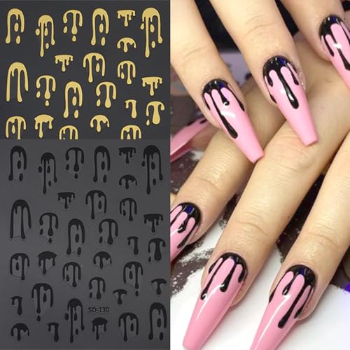 Halloween Blood Drop Nail Art Stickers - 4 Sheets 3D Self-Adhesive Decals