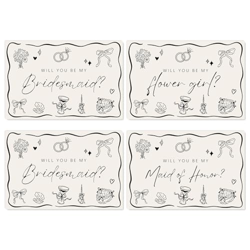 Whaline 12 Pcs Bridesmaid Proposal Cards Set with Envelopes