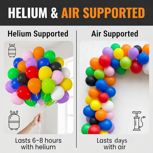 50-Pack 12-Inch Rainbow Balloons Set for Parties - Helium Quality
