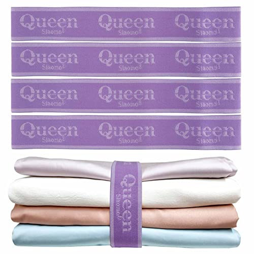 Queen Bed Sheet Organizer Bands - Elastic Linen Storage Straps, 4 Pack by Siaomo