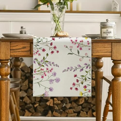 Wildflower Bloom Floral Table Runner 13x72 for Spring & Summer Decor