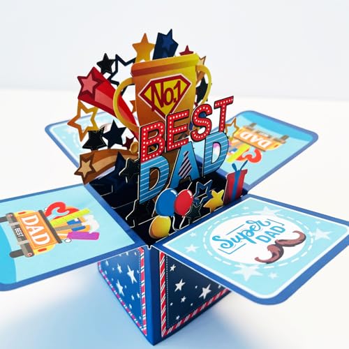 Best Dad 3D Pop-Up Card for Father's Day with Envelope