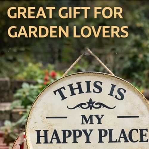 Funny Metal Garden Sign - 'This Is My Happy Place' Decor, 8in
