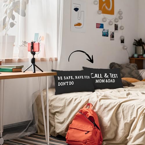 Mingnei Call Your Mom Pillow Cover Black 12x20 Funny Dorm Decor Gift
