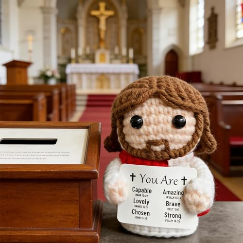 Crochet Jesus Figurine with Uplifting Quote - Perfect Gift