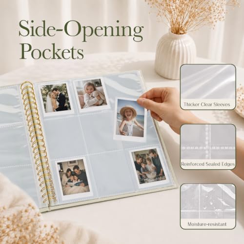 Remowith 216-Pocket Photo Album for 2x3 Instant Photos - Beige Linen