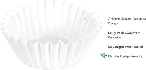 Caperci Cupcake Liners - Heavy Duty Grease-Resistant Baking Cups, 150 Count, Odorless, Easy Peel (White)
