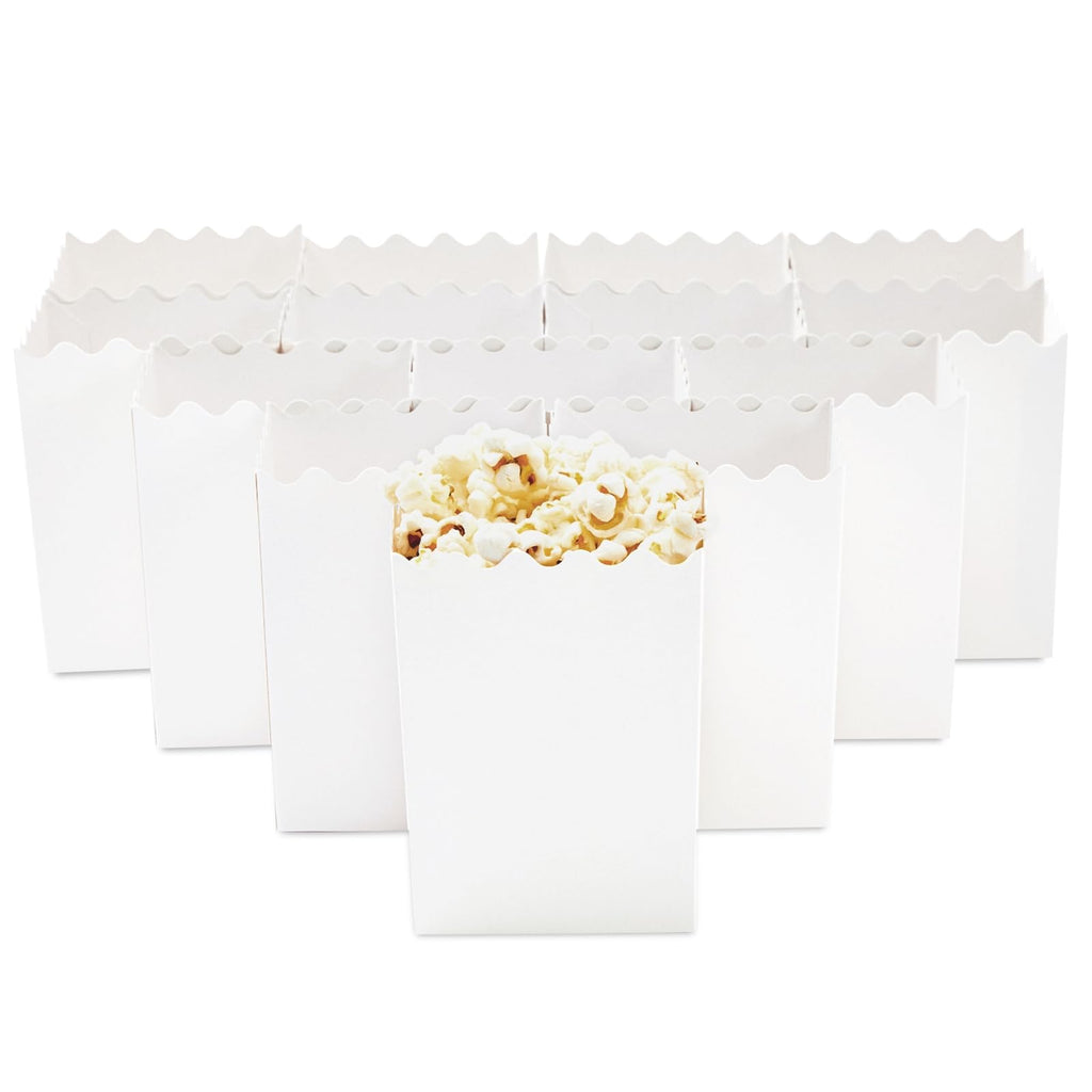 Juvale Mini Popcorn Boxes, 200 Pack Small Popcorn Containers for Party, Movie Night, Candy, Chips, Snacks – Scalloped Edge Disposable Popcorn Boxes for Popcorn Bar, Wedding, Carnival, Events - White