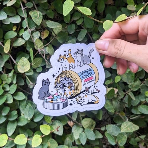 3" Serotoin Booster Cat Sticker - Durable Vinyl for Cat Lovers