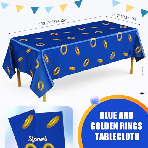 Gilprop Blue Gold Ring Tablecloths - 2 Pack, 108x54 in