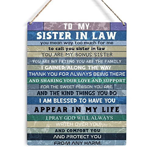 Rustic Wooden Sign for Sister-in-Law | 8x10 Bonus Sister Decor