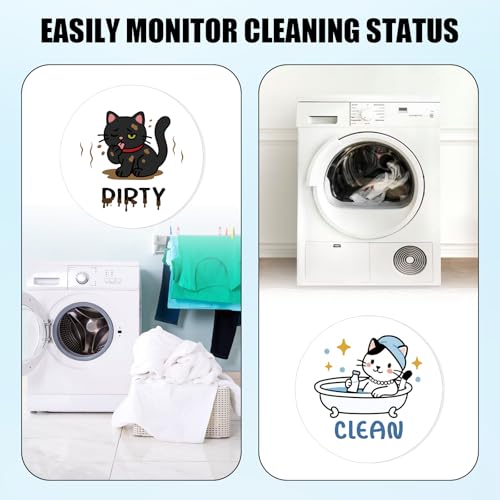 2-Piece Cat Clean Dirty Dishwasher Magnet Set - Double-Sided