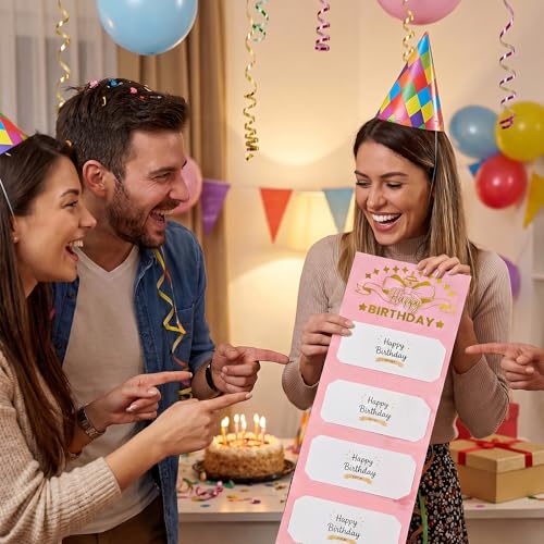 Pink Birthday Money Holder for Cash with Gold Cake Design