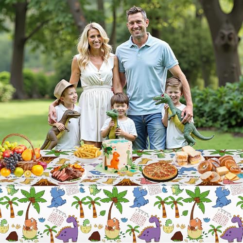 Litmitfu Giant Dinosaur Coloring Tablecloth, Green Dino Activity Paper Cover