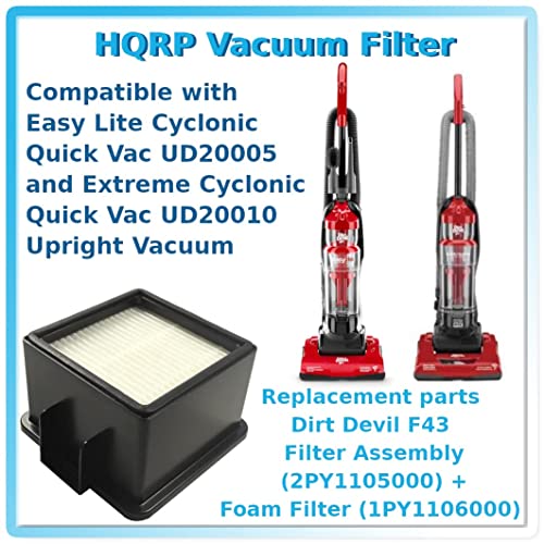 HQRP Filter Replacement for Dirt Devil F43 | EasyLite & Cyclonic Vacuums