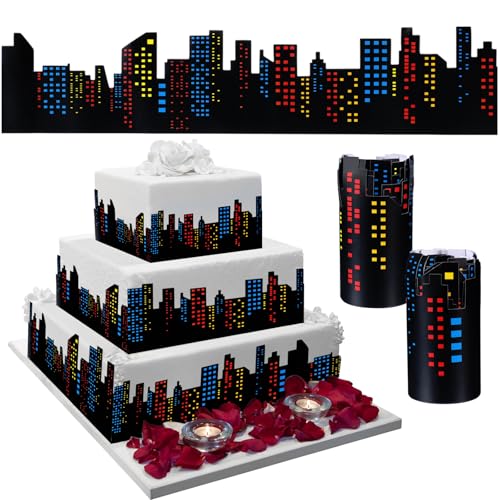 City Skyline Cake Border Decorations - 2 Rolls of Reusable Edible Cake Toppers