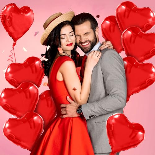 18-Inch Red Heart Balloons - 15 Pack for Valentine's Day & Weddings