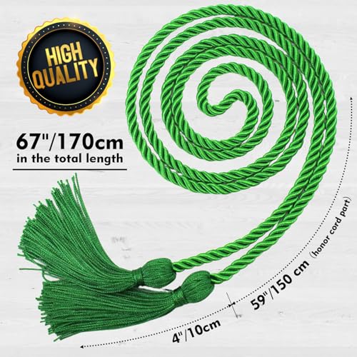 Green Graduation Honor Cord - 67 Inch Twisted Polyester Cords