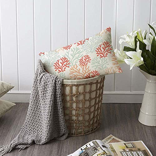 TKS MITLAN Tropical Coral Pillow Covers 12x20 Inch Faux Linen
