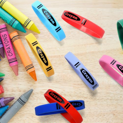 Yunlly 40 Pcs Crayon Style Silicone Bracelets for Kids
