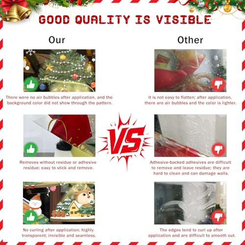 Merry Christmas Window Sticker Decals - Santa Claus & Snowflakes