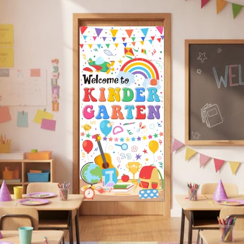 Welcome to Kindergarten Door Banner - White First Day of School Decoration